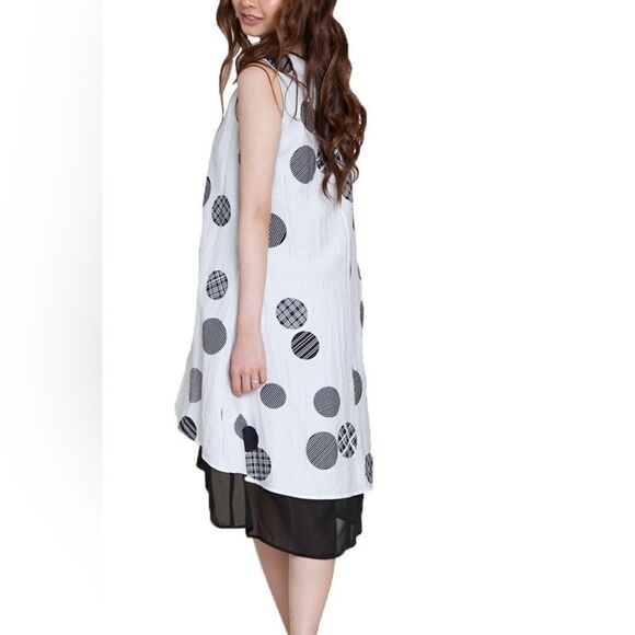 Patrizia Luca Milano Sleeveless Layered Multi Dot Dress Size M - Picture 2 of 9
